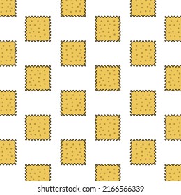 Pattern of biscuit in white background with mini doodle (icons). Vector Illustration