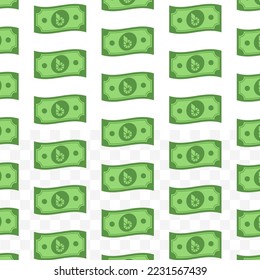 Pattern of BitShares banknotes on transparent background with mini doodle (icon) and green color. Vector Illustration
