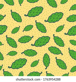 Pattern bitter gourd Seamless, cute bitter gourd background, for banner wall wallpaper pattern can be editable eps file, etc