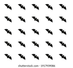 Pattern with black bats on a white background