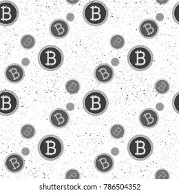 Pattern black bitcoin. Simple seamless pattern, black bitcoin symbols on white background, vector illustration svg