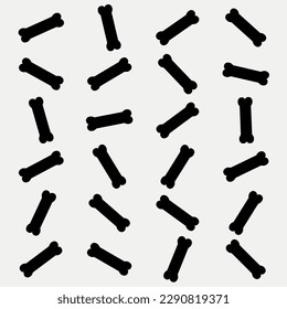 Pattern of black bones silhouettes on white background