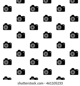 Pattern black camera photo. Pattern photography and background with professional camera. Vector illustration