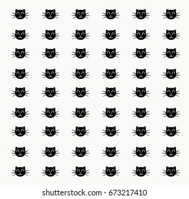 Pattern with black cats on a white background