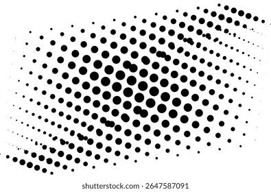 Um padrão de círculos pretos de tamanhos variados é espalhado por um fundo branco. 