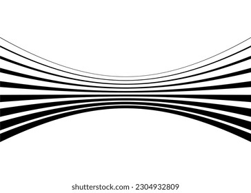 Pattern of black curved lines on a white background. Modern striped background.