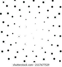 Pattern of black dots on a white background in a circular position