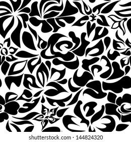 Black White Oriental Floral Background Monochrome Stock Vector (Royalty ...