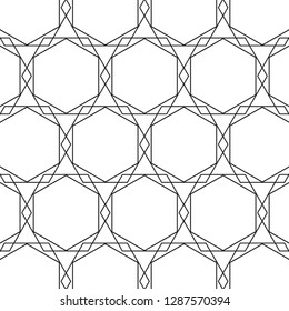 Pattern black geometric of hexagons on white background. pattern is on swatches panel.