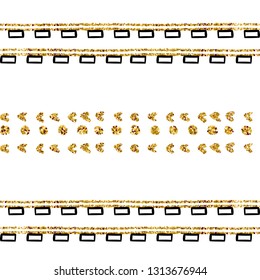 Pattern black and glitter on white background. Etnic tribal ornament surface design