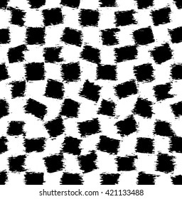 The pattern of black grunge rectangles. Vector seamless monochrome pattern