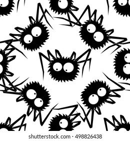 Pattern of black halloween spiders