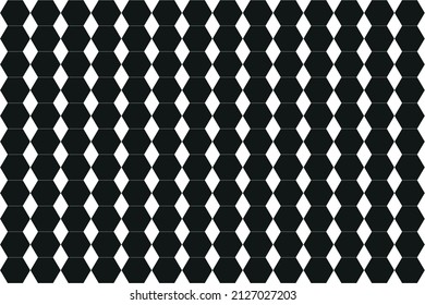 Pattern of black hexagons on white backgrounds forming rhombuses