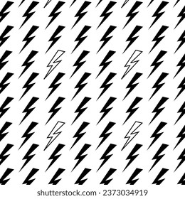 Pattern of black lightning bolts on a transparent background, symmetrical design, vector graphics energy, print for textiles and design, Print of the power of nature