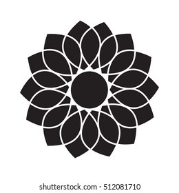 pattern of black lotus flower vector top view