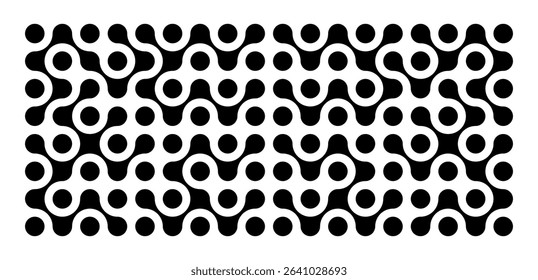 Pattern of black metaballs isolated on white background. Geometric shapes. Vector illustration.