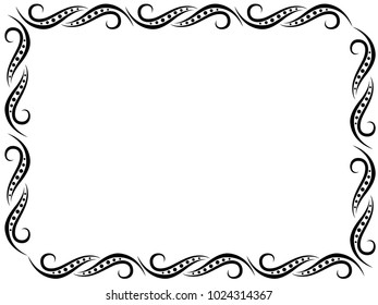 Pattern with black ornate floral frame on the white background, vector illustration