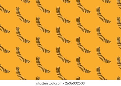 Pattern of black pencils on a yellow background, great for stationery branding, educational materials, school supplies ads, and office themed designs.