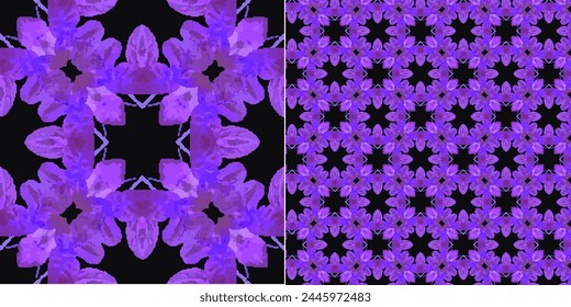 pattern in black and purple with the aim of decorating textiles and clothing