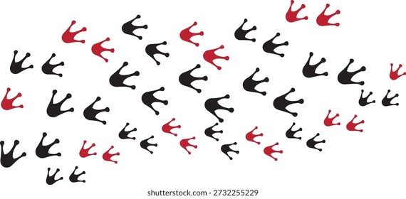 Padrão de ícones de seta preta e vermelha apontando diagonalmente em um plano de fundo branco. Os símbolos direcionais repetidos criam movimento, ritmo e contraste. Ideal para navegação, infográfico e uso de design moderno.