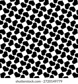 Padrão preto corações retrô isolados no fundo branco. Ilustração de impressão repetitiva vintage de tecelagem de coração monocromático. Textura abstrata gótica escura simples e branca preta, eps vetorial 10