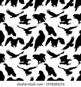 pattern with black silhouette eagle