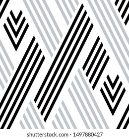 Pattern with black and silver gray stripes. Vector seamless pattern.