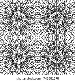 A pattern of black smooth lines. Fractal pattern from circles and cobwebs.