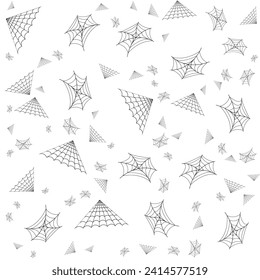 pattern of black spider webs on white background