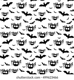 Pattern of black spiders and bats