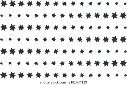 Pattern of black stars of different sizes on white background