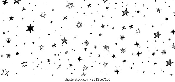 Pattern with black stars on a white background
