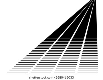 Pattern of black thick stripes on white background. Sport design element. Striped vector background. Perspective, Halftone