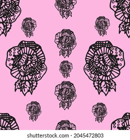 a pattern of black unusual roses
