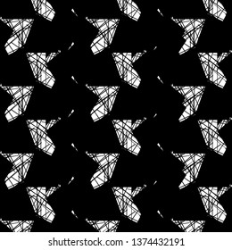 Pattern in black and white with abstract angular  shapes. Textile print. Vector illustration.