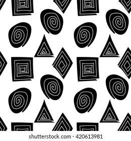 The pattern of black and white geometric shapes