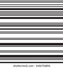Pattern with black and white horizontal lines. Vector seamless pattern. Modern stylish texture. Ratio between white and black streaks is 62%:38%, that is 1.6 Fibonacci ratio (the golden number)