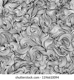 Pattern of black and white Leaves decoration illustration from wave