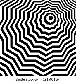 pattern of black and white lines. Optical illusion. Vector illustration. As background, pictures, wallpapers