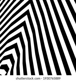 pattern of black and white lines. Optical illusion. Vector illustration. As background, pictures, wallpapers