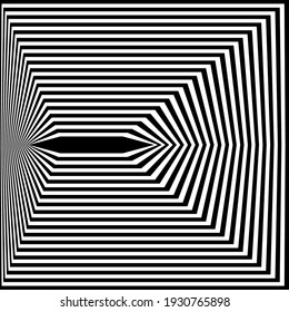 pattern of black and white lines. Optical illusion. Vector illustration. As background, pictures, wallpapers