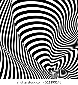 pattern of black and white lines. Optical illusion. Vector illustration. As background, pictures, wallpapers