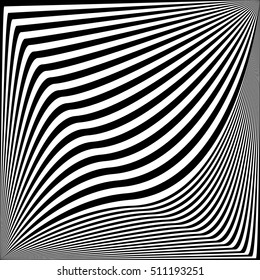 pattern of black and white lines. Optical illusion. Vector illustration. As background, pictures, wallpapers