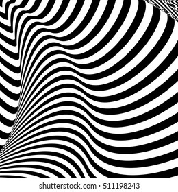 pattern of black and white lines. Optical illusion. Vector illustration. As background, pictures, wallpapers