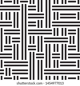 Pattern with black and white lines. Vector seamless pattern. Repeated geometric pattern with intersecting lines.