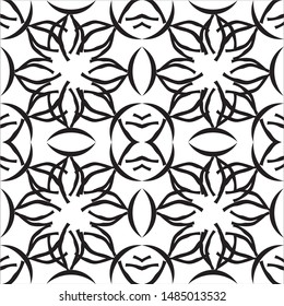 Pattern black and white ornaments background seamless