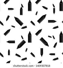 pattern with black and white pencils. seamless vector pattern on white background