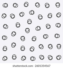 a pattern of black and white penguins on a white background