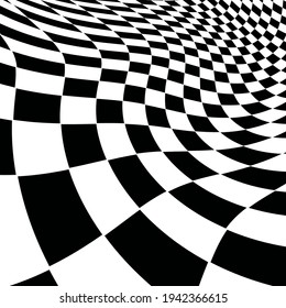 Pattern of black and white rhombuses. Diagonal checkered background.  Vector illustration of optical illusion background.