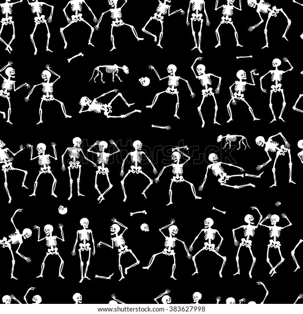 Pattern Black White Silhouette Skeleton Party Stock Vector (Royalty ...